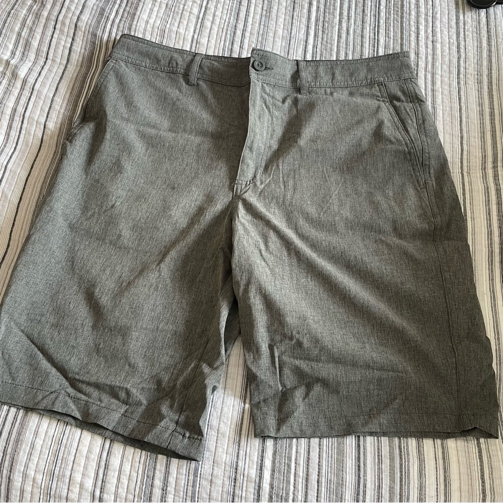 Light grey mens shorts, light weight water resistant material